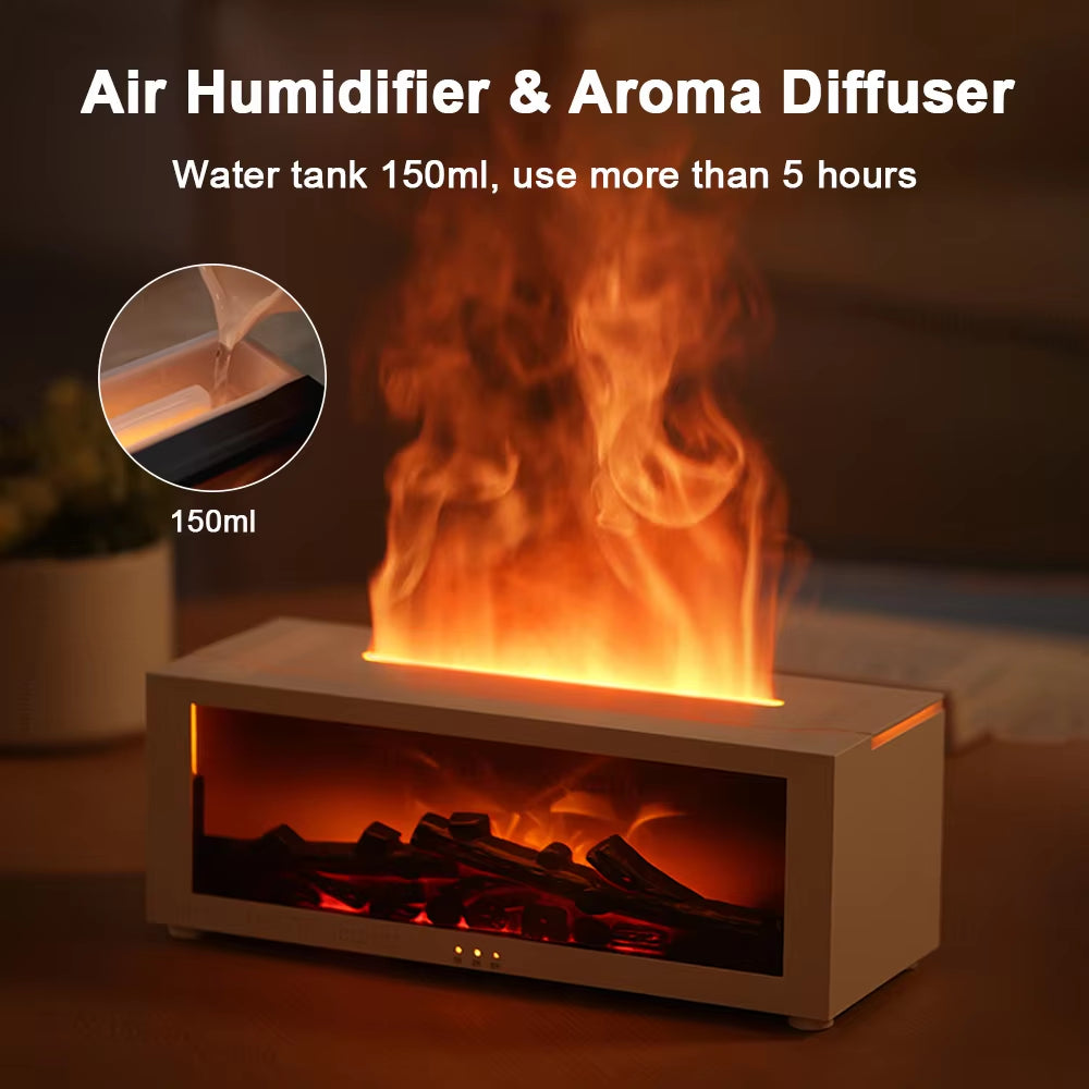 Fireplace Humidifier Flame Aroma Humidifier for Home Aromatherapy Fragrance Diffuser Essential Oil Diffuser with Remote Control